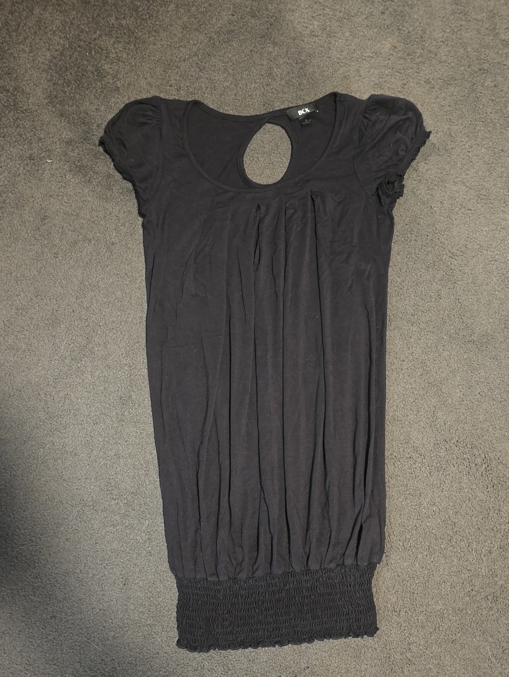 BCX Black Keyhole Bubble-Hem Mini Dress